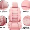 Full Coverage Faux Leather Car Seat Covers Full Set,Automotive Seat Covers for Cars,SUVs Pick-up Truck, Car Seat Cushion, Pink Seat Covers for 5 Seats,Car Seat Protector