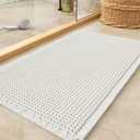 Waffle Bath Mat, Super Absorbent Non Slip Bath Mat Ultra Soft Bathmat Machine Washable Bath Rugs with Tassels, Beside Tub, 18" x 30", White