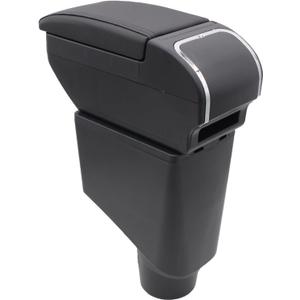 YJYWZH Armrest Box for Toyota Yaris Hybrid 2015-2021 Center Storage Box Hand Centre Consoles with Cup Holder Arm Rest Double-Layer Accessories Black (Black with Black Thread)
