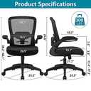 FelixKing Office Chair, Ergonomic Desk Chair Breathable Mesh Chair with Adjustable High Back Lumbar Support Flip-up Armrests, Executive Rolling Swivel Comfy Task Computer Chair for Home Office (Black)