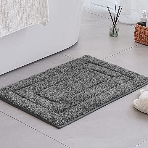 GRANNY SAYS Gray Bathroom Rugs Non Slip, Bath Mats for Bathroom, Super Soft and Water Absorbent, Microfiber Washable Bath Rugs for Floor, Tub and Shower, 16" x 24" Dark Gray