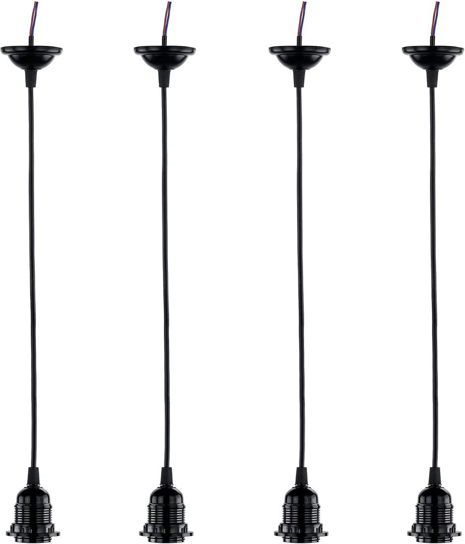 ACBungji 4 Pack Industrial Mini Pendant Light Kit, E26/E27 Base Lampholder Pendant Light Cord Adjustable Hanging Light Kit for Kitchen Bedroom Home Corridor Studio Office