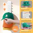 2 Pack Hat Organizer for Baseball Caps, Hat Hanger Holder Hold up to 16 Hat, Wall Hat Rack with Strong Adhesive, Multilayer Cap Storage Hooks for Closet Door and Bedroom (Beige-16)
