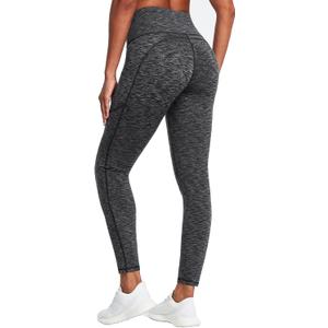 IUGA Fleece Lined Leggings with Pockets for Women Thermal Leggings for Women High Waisted Yoga Pants Winter Workout Leggings (Medium, Space Dye Black-2020)