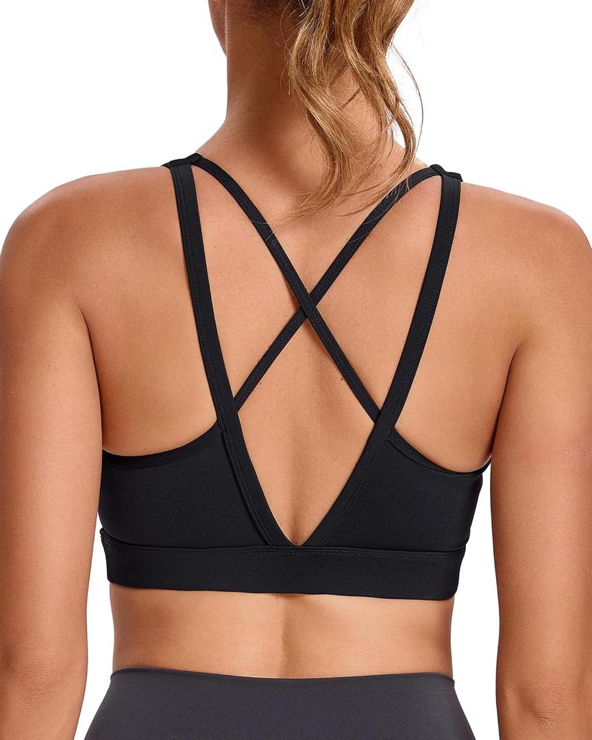 RUNNING GIRL High Impact Sports Bras for Women, High Support Running Sports Bra Moulded Cup Strappy Sports Bras (Medium, A-v-black)