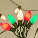 C7 Christmas String Lights, 25Ft Outdoor Decorations With 27 LED Red White and Green Shatterproof Bulbs, Hanging Patio Lights for Tree Backyard Holiday Party Decor
