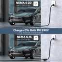 Level 1&2 Charger for Tesla, 110-240V Mobile Charger Nacs Connector with 20FT Charging Cable, 16Amp Portable Home Wall Electric Car EV Charger for Tesla Models Y/X/3/S NEMA 5-15 & NEMA 6-20 Plug
