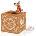Christmas Diaper Raffle Box for Baby Shower - Santa Themed Party Games and Decorations with 50 Cards, Elk Design Diaper Raffle Box