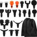 Massage Gu-n Attachments, 20pcs Relaxation Massager Heads with 2pcs Drawstring Bag Different Massager Heads to Meet Different Needs for Deep Tissue Percussion Plug and Play (Black, L)
