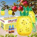 Wasp Trap, Yellow Jacket & Hornet Catcher for Outdoors, Non-Toxic Reusable Hanging Wasp Catcher Traps, 2 Pack, Yellow - Pineapple Shape