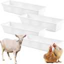 Geelin 4 Pcs 12 Gallon/48 Quart Plastic Livestock Water Trough, White 39" Long Large Capacity Livestock Feeding Trough for Calves Pig Sheep Horses Alpacas and Goats Farm Animal Feeding