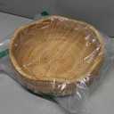 HITOMEN Handmade Rattan Bread Baskets Round Wicker Fruit Serving Storage Bowls, Natural Woven Decorative Kitchen Counter Organizing (Honey Brown) L-11.5"
