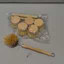 3 Wooden Dish Washing Brush Wooden Cleaning Brush with 3 Replacement Heads, Wood Long Handled Dish Brush Natural Dish Brushes,Eco Friendly