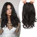 Fine Plus 18'' Hair Toppers for Women, Synthetic Dark Brown Hair Topper Adds Volume Top Coverage for Thinning Hair & Gray Roots Lightweight Hairpieces with Natural Loose Wavy Texture for Daily Wear