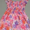 GRACE KARIN Girls Floral Dress Flutter Sleeve Square Neck Tiered Midi Dress Smocked Flared A-line Dress, Size 10Y
