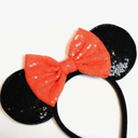 CLGIFT Sparkly Mouse Ears, Custom Silver, Gold, Blue, and Classic Red Sequin Mickey Ears Orange