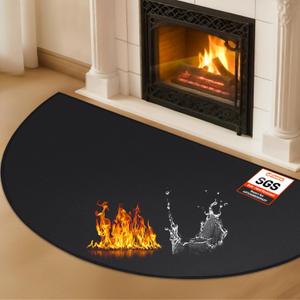 Hearth Rugs for Fireplaces Fire Resistant, 48 x 28 inch Fireproof Fireplace Mat Hearth Rug, Hearth Pads for Wood Stove Fireplace Indoor Outdoor, Protect Floors Carpets from Sparks Embers-Black, 1mm