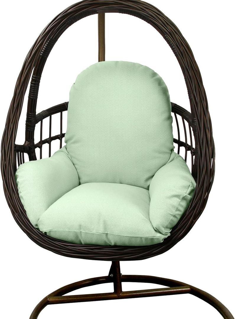 Outdoor Egg Chair Cushion with Straps, Thick PP Cotton & Shredded Sponge Fill, Water Repellent & Fade Resistant Replacement Cushion for Hanging Swing Chair, Removable Cover, Light Green