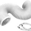 4 Inch 8ft Dryer Vent Hose, Flexible Insulated Air Ducting,Vent Hose PVC Aluminum Foil with 2 Clamps for HVAC Ventilation(White) (8feet)