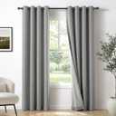 100% Blackout Shield Linen Blackout Curtains for Bedroom 84 Inches Long, Grey Grommet Curtains for Living Room, Thermal Insulated Room Darkening Drapes for Nursery, Grey, 50"W x 84"L (Pack of 2)