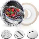 TeamFar 4-1 Colander with Bowl Set, Rotatable Colander for Kitchen, Stainless Steel Food Strainers and Colanders Mixing Bowl with Graters, for Veggies Fruits Washing, Pasta Straining - Khaki