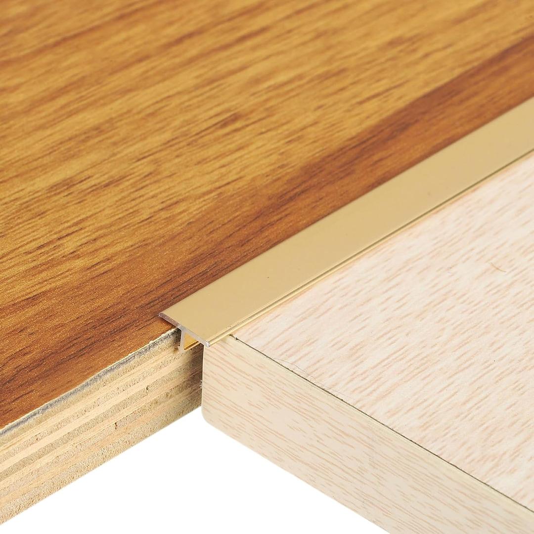 uxcell 3Pcs 2.9ft x 0.39" t Molding Floor Transition Strips, Aluminium Alloy Vinyl Flooring Gap Trim for Joining Laminate Planks Tiles Floor Gaps, Gold