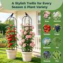 1pcs Garden Obelisk Trellis for Climbing Plants Outdoor, Tomato Cages for Garden, Metal Rustproof Plant Support Trellis for Potted Plants, Rose, Vine, Vegetable for Outdoor & Indoor Use (Black)