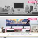 TV Riser Stand with LED Lights, 42.5" Super Large Monitor Stand Riser, Tabletop TV Stand Riser for Desk, Desk Shelf for Top of Desk, Desktop Organizer for Computer, TV, Laptop, Printer