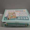 Wooden Baby Walker with Wheels, Push Walker with Baby Activity Center, Montessori Walking Toy for Girls Boys, Ajustable Speed & Height Activity Toy for Toddler Learning to Walk (Natural)