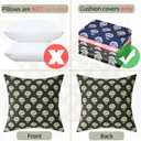 Green Throw Pillow Covers 20x20 Decorative Floral Throw Pillow Covers Accent Green Pillowcase 20x20 Set of 2, Vintage Floral Velvet Cushion Case Neutral Boho Farmhouse Pillowcase for Sofa Couch Bed