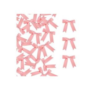 Meseey 100 Pcs Pastel Satin Ribbon Bows with Twist Tie 2.5 Inch Pretied Premade Colored Craft Bows for Gift Wrapping Basket Wedding Baby Shower Birthday Party (Rose Gold)
