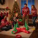 9 Pcs Inflatable Christmas Games Set Snowmen Christmas Tree Ring Toss Game 8 Ring for Xmas Party Favors Indoor Outdoor Game