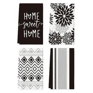 Artoid Mode Black Stripes Home Sweet Home Boho Halloween Kitchen Towels Dish Towels, 18x26 Inch Seasonal Decoration Hand Towels Set of 4