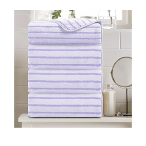 Light Purple Cabana Stripe Large Bath Towels 35"x70" Oversized Bath Sheet Soft Breathable Jumbo Bathroom Towels Highly Absorbent Shower Towel Quick Dry Beach Chair Towel Spa Gym Hotel Towel Set 8 pc