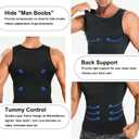 Mens Compression Shirt Slimming Body Shaper Vest Workout Tank Tops Abs Abdomen Undershirts (M)