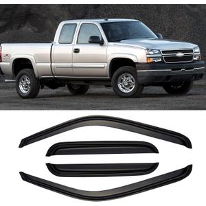 Window Rain Guards for 1999-2006 Chevy Silverado/GMC Sierra 1500/2500/3500HD Extended Cab, Window Visor Vent Wind Shade Deflector Shield Protector Sun 2007 Silverado/Sierra Classic, Out Channel, 4PCS