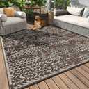 MontVoo Outdoor Rug Waterproof-Patio Rug Mat 6x9 Outdoor RV Camping Picnic Beach Mat Plastic Straw Rugs Outside Outdoor Area Rugs for Balcony Deck Backyard Brown