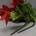 CISDUEO 2 Pcs Artificial Christmas Flowers Red Poinsettia Bushes Christmas Flowers Burgundy Velvet 7 Heads Silk Poinsettias Flowers Floral for Table Centerpiece Ornament Fillers Porch Decorations