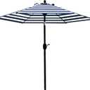 Sunnyglade 7.5' Patio Umbrella Outdoor Table Market Umbrella with Push Button Tilt/Crank, 6 Ribs (Blue and White)