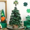 Zomiboo St Patrick's Day Miniature Tree Topper with Lucky Shamrock Decoration St Patrick's Day Ornaments Irish Theme Tree Decoration for Holiday Party Supplies Gift