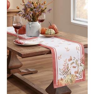Home Bargains Plus Thanksgiving Contemporary Orange Pumpkin Table Runner, 70 Inch Long, Fall Harvest Easy Care Table Runner
