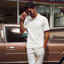 PJ PAUL JONES Mens Polo Shirts Short Sleeve Casual Collared Summer Vacation Shirts Golf Polo Shirts (White, L)