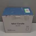 Glass Carafe Pitchers, by Kook, Mini Carafes- set of 6, Beverage Dispensers, Clear Jugs For Mimosas, Water, Wine, Milk and Juice, with Plastic Lids, Dishwasher Safe 17.3 oz