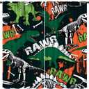 Dinosaur Skeletoncurtains for Boys Room, Vintage Grunge Cartoon Fierce Tropical Animals Print Window Curtains for Kids Bedroom Livingroom, 42x45in (No Blackout)