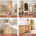 ROBOTIME Toddler Standing Tower, Learning Tower with Step Stool Set, 2-in-1 for Kids, Adjustable Height Toddler Tower for Kitchen & Bathroom, Learning Tower with Blackboard for 2 Year Old