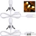 Leelosp Accessory Cord with Replacement Light Bulbs, 120V 0.7W Blow Mold Light Cords with Double Spare Fuse for Dept 56 Christmas Village Crafts Projects Decor (2 Pack)