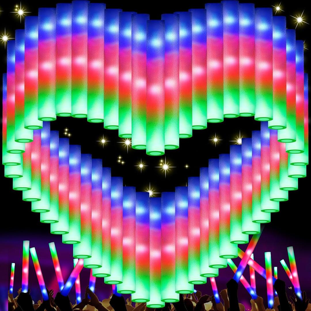 217 PCS Glow Sticks Bulk Party Pack, Foam Glow Sticks, Glow In The Dark Party Supplies, Foam Light up Sticks with 3 Modes Colorful Flashing, Foam Glow Sticks Bulk for Wedding, Party, Birthday, Raves