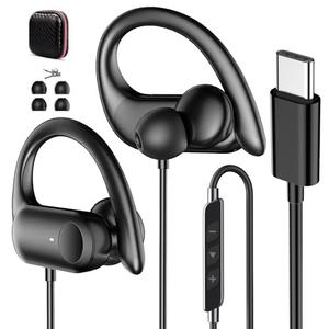 USB C Headphones Wired Over Ear Earbuds for iPhone 17 16 Pro Max 16e 15/Samsung S26 S25 Ultra S24 S23 A16,Wired Earbuds with Ear Hooks Mirophone,Type C Running Sport Headset for iPad 10 11 Air/Android
