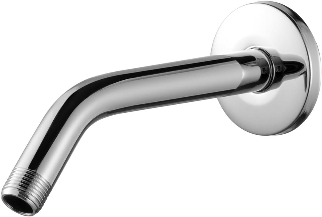 OFFO Shower Arm with Flange, 6 in Wall Mount Replacement Angle Shower Head Arm Wall-Mounted For Fixed Shower Head & Handheld Showerhead, Chrome