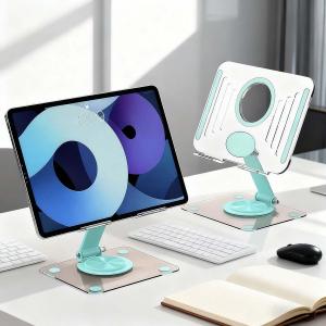 Rotating Tablet Stand with 360 Swivel Base, Adjustable iPad Mount for Desk with Stable Holder, Universal Tablet Holder for Office and Home Use(Green)